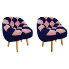 Kit 02 Poltrona Paloma Escritório Sala Pé Palito Suede Azul M