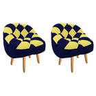 Kit 02 Poltrona Paloma Escritório Sala Pé Palito Suede Azul M