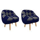 Kit 02 Poltrona Paloma Escritório Sala Pé Palito Suede Azul M