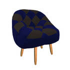 Kit 02 Poltrona Paloma Escritório Sala Pé Palito Suede Azul M