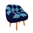 Kit 02 Poltrona Paloma Escritório Sala Pé Palito Suede Azul M