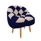 Kit 02 Poltrona Paloma Escritório Sala Pé Palito Suede Azul M