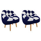 Kit 02 Poltrona Paloma Escritório Sala Pé Palito Suede Azul M