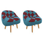 Kit 02 Poltrona Paloma Escritório Sala Pé Palito Suede Azul T