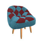 Kit 02 Poltrona Paloma Escritório Sala Pé Palito Suede Azul T