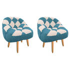 Kit 02 Poltrona Paloma Escritório Sala Pé Palito Suede Azul T