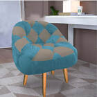 Kit 02 Poltrona Paloma Escritório Sala Pé Palito Suede Azul T