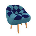 Kit 02 Poltrona Paloma Escritório Sala Pé Palito Suede Azul T