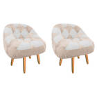 Kit 02 Poltrona Paloma Escritório Sala Pé Palito Suede Bege E