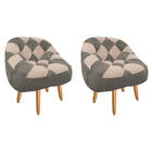 Kit 02 Poltrona Paloma Escritório Sala Pé Palito Suede Cappuc