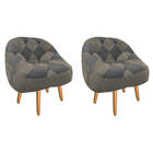 Kit 02 Poltrona Paloma Escritório Sala Pé Palito Suede Cappuc