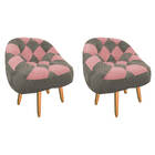 Kit 02 Poltrona Paloma Escritório Sala Pé Palito Suede Cappuc