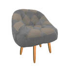 Kit 02 Poltrona Paloma Escritório Sala Pé Palito Suede Cinza