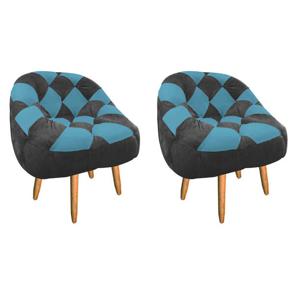 Kit 02 Poltrona Paloma Escritório Sala Pé Palito Suede Grafit