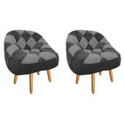 Kit 02 Poltrona Paloma Escritório Sala Pé Palito Suede Grafit