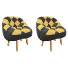 Kit 02 Poltrona Paloma Escritório Sala Pé Palito Suede Grafit