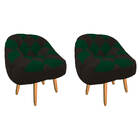 Kit 02 Poltrona Paloma Escritório Sala Pé Palito Suede Marrom