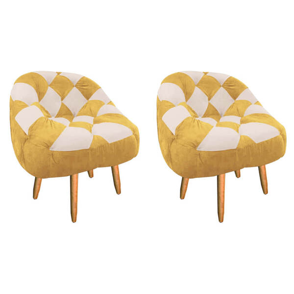 Kit 02 Poltrona Paloma Escritório Sala Pé Palito Suede Mostar