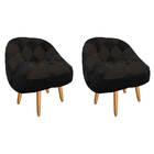 Kit 02 Poltrona Paloma Escritório Sala Pé Palito Suede Preto