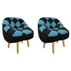 Kit 02 Poltrona Paloma Escritório Sala Pé Palito Suede Preto