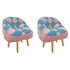 Kit 02 Poltrona Paloma Escritório Sala Pé Palito Suede Rosa B