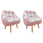 Kit 02 Poltrona Paloma Escritório Sala Pé Palito Suede Rosa B