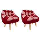 Kit 02 Poltrona Paloma Escritório Sala Pé Palito Suede Vermel