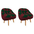 Kit 02 Poltrona Paloma Escritório Sala Pé Palito Suede Vinho