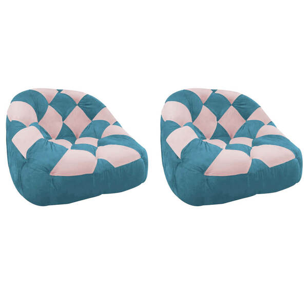 Kit 02 Poltrona Paloma Escritório Sala Pé Plástico Suede Azul