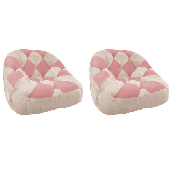 Kit 02 Poltrona Paloma Escritório Sala Pé Plástico Suede Bege