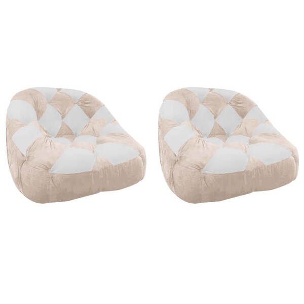 Kit 02 Poltrona Paloma Escritório Sala Pé Plástico Suede Bege