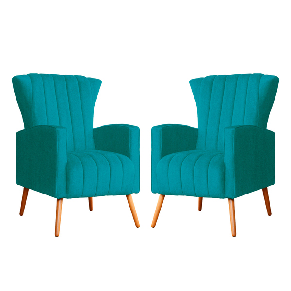 Kit 02 Poltrona Para Sala Melinda Suede Cores - Ds Estofados