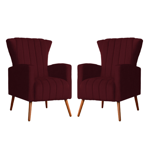 Kit 02 Poltrona Para Sala Melinda Suede Cores - Ds Estofados