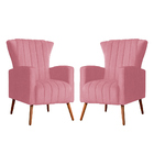 Kit 02 Poltrona Para Sala Melinda Suede Cores - Ds Estofados