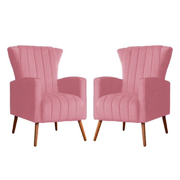 Kit 02 Poltrona Para Sala Melinda Suede Cores - Ds Estofados