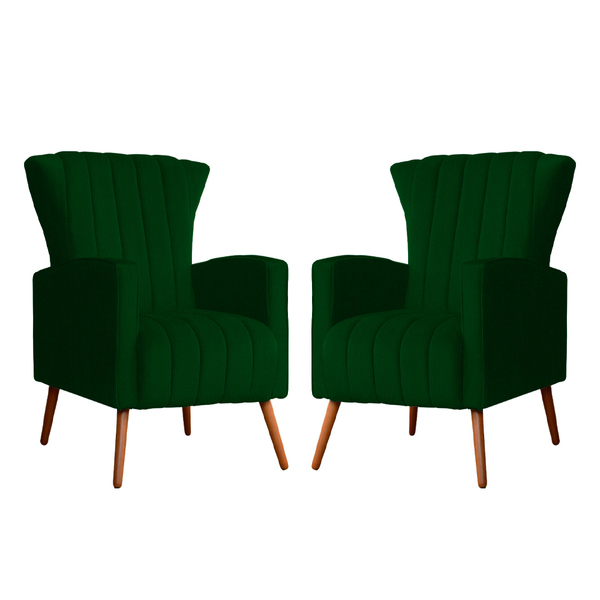 Kit 02 Poltrona Para Sala Melinda Suede Cores - Ds Estofados