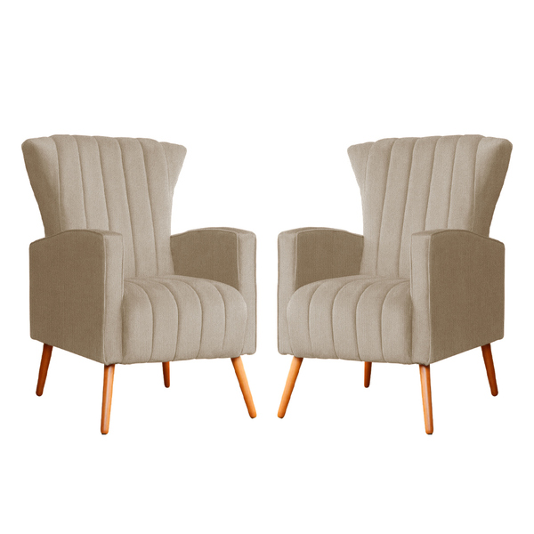 Kit 02 Poltrona Para Sala Melinda Suede Cores - Ds Estofados