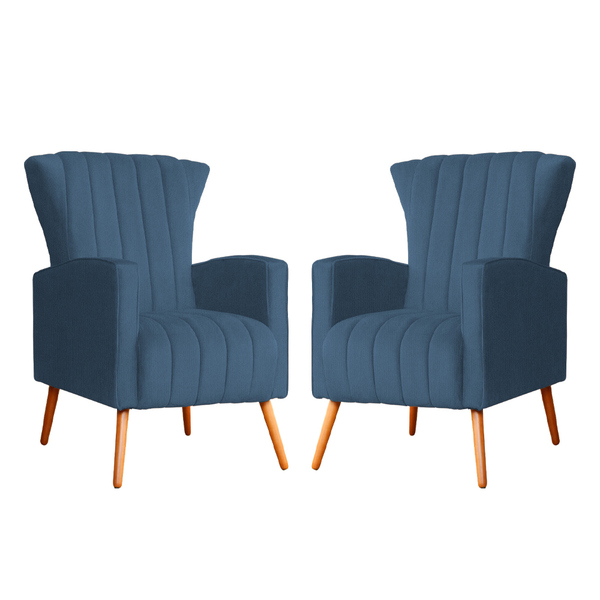 Kit 02 Poltrona Para Sala Melinda Suede Cores - Ds Estofados