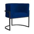 Kit 02 Poltrona Reforçada Pé Metálico Preto Azul Marinho