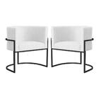 Kit 02 Poltrona Reforçada Pé Metálico Preto Branco