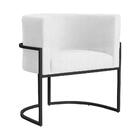 Kit 02 Poltrona Reforçada Pé Metálico Preto Branco