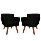 Kit 02 Poltrona Resistente Confortável Para Sala Iza Preto