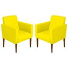 Kit 02 Poltrona Resistente Confortável Sala Glamour Amarelo