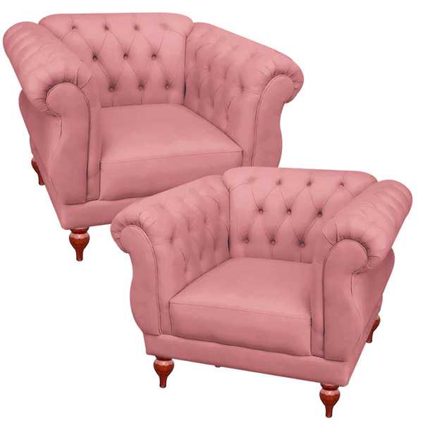 Kit 02 Poltrona Sofá Docorativa Chesterfield Botões Original