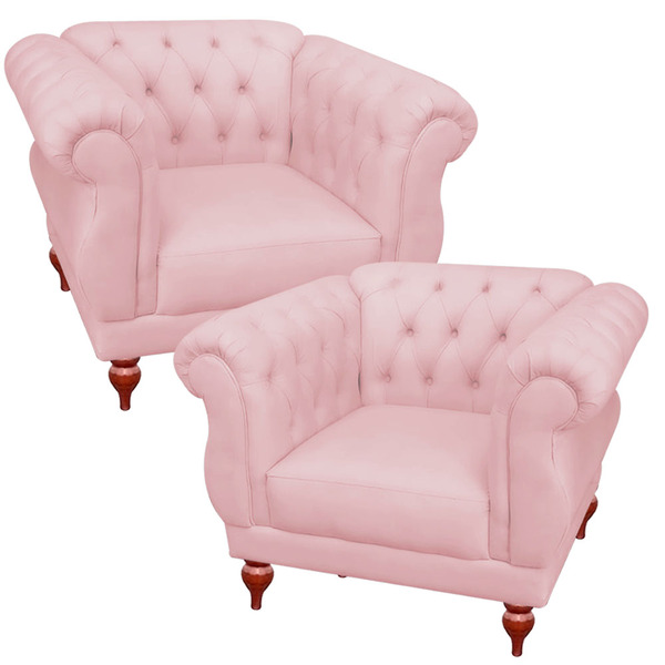 Kit 02 Poltrona Sofá Docorativa Chesterfield Botões Original