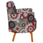 Kit 02 Poltronas Agatha Estampado Floral Vermelho D32 Pés Pal