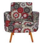 Kit 02 Poltronas Agatha Estampado Floral Vermelho D32 Pés Pal