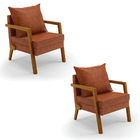 Kit 02 Poltronas Alice Corano Base De Madeira D03 - D'rossi -