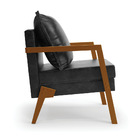 Kit 02 Poltronas Alice Corano Preto Base De Madeira D03 - D'r