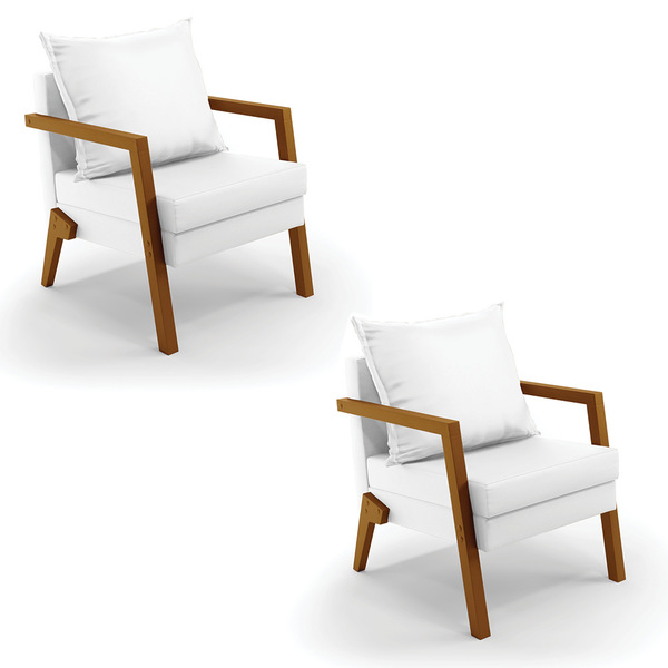 Kit 02 Poltronas Alice Corino Base De Madeira D03 - D'rossi -